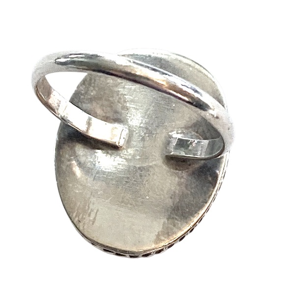 Native American Inlaid Stone Ring Turquoise Abalone Coral Sterling Silver 925 - Picture 5 of 5